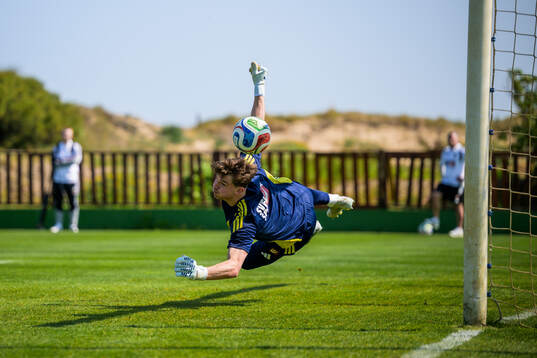 Goalkeeper Melker Ellborg of the Swedish national football