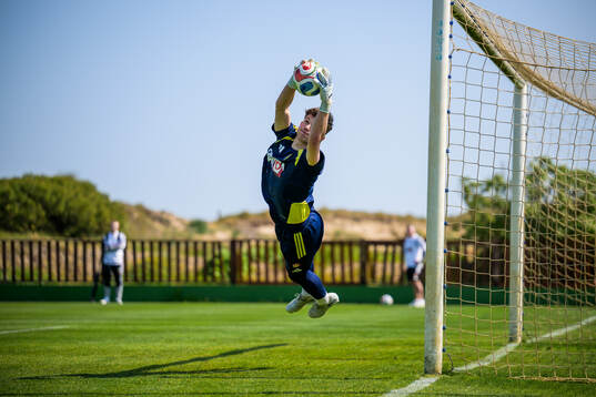Goalkeeper Melker Ellborg of the Swedish national football