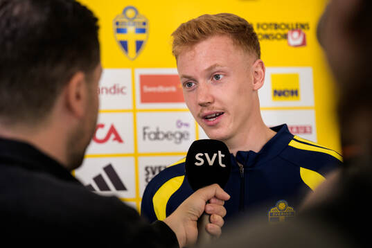 Hugo Larsson of the Swedish national football team being