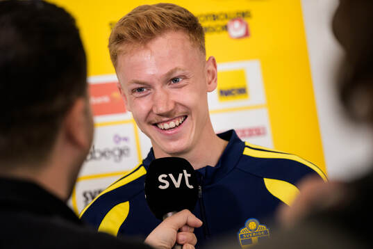 Hugo Larsson of the Swedish national football team being