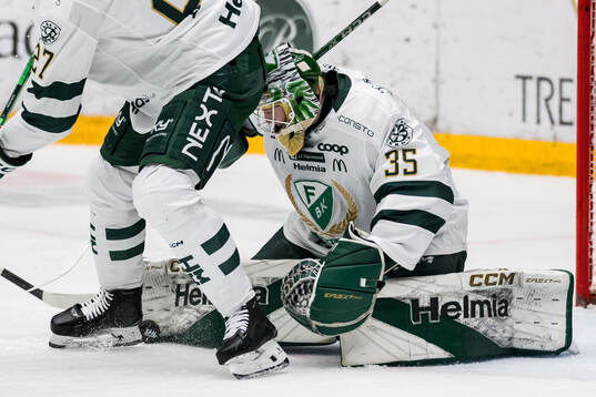 Färjestads målvakt Melker Thelin