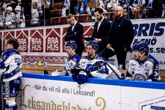 Leksands Arvid Eljas och Peter Cehlarik och Max Veronneau