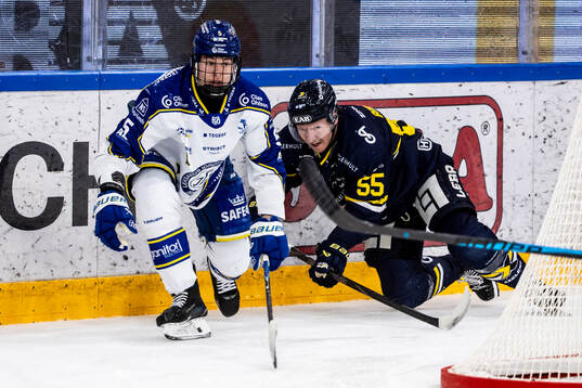 Leksands Andro Kaderli och HV71s Andreas Borgman