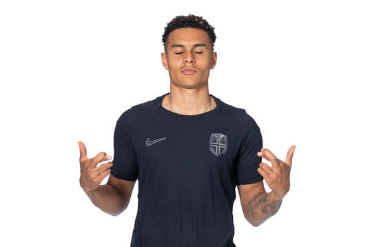 Antonio Nusa of the Norwegian national football team poses