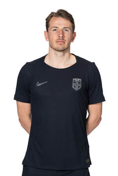 Sander Berge of the Norwegian national football team poses