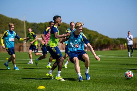 Taha Abdi Ali and Lucas Bergvall of the Swedish national