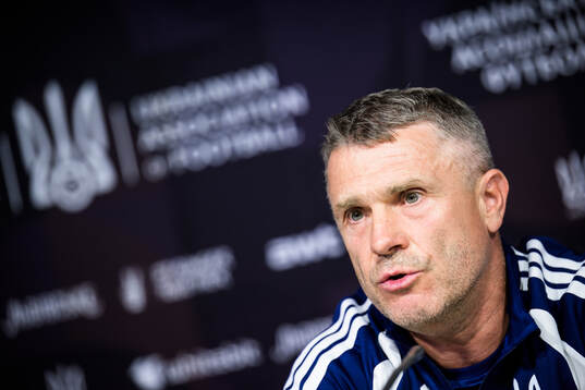 Head coach Serhiy Rebrov of the Ukrainian national football