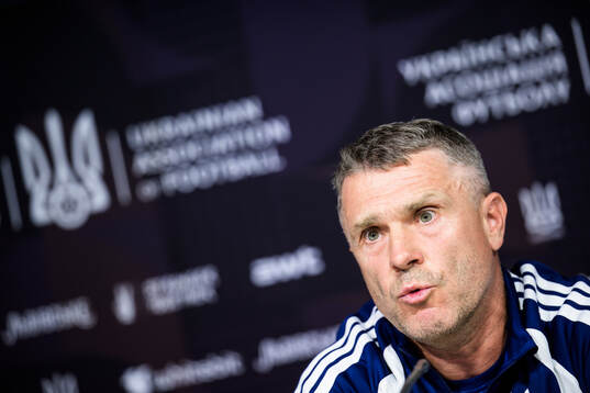 Head coach Serhiy Rebrov of the Ukrainian national football