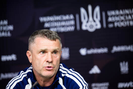 Head coach Serhiy Rebrov of the Ukrainian national football