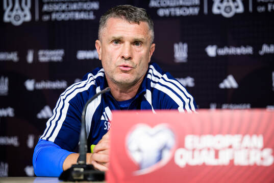 Head coach Serhiy Rebrov of the Ukrainian national football