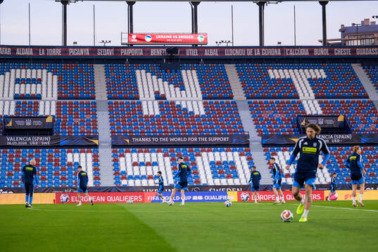Players of the Ukrainian national football team in front of
