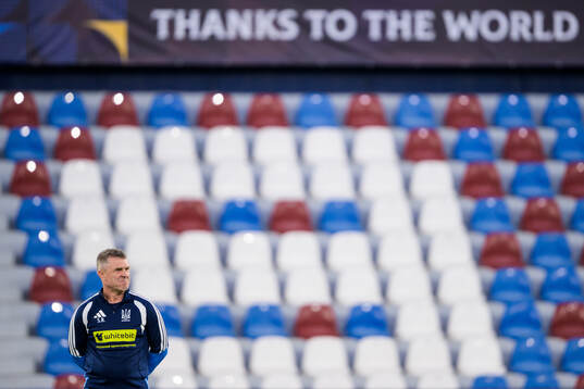 Head coach Serhiy Rebrov of the Ukrainian national football