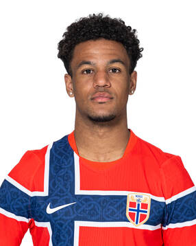 Oscar Bobb of the Norwegian national football team poses