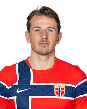 Sander Berge of the Norwegian national football team poses