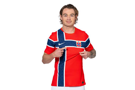 Patrick Berg of the Norwegian national football team poses