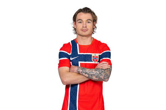Patrick Berg of the Norwegian national football team poses