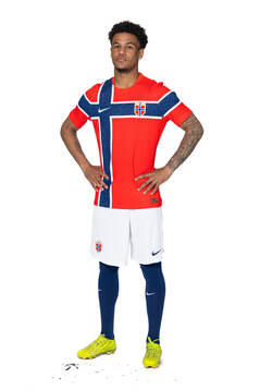 Oscar Bobb of the Norwegian national football team poses