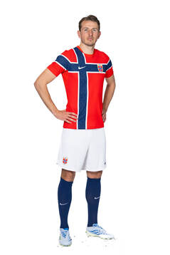 Sander Berge of the Norwegian national football team poses