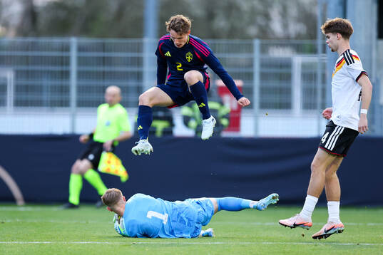 Goalkeeper Florian Hellstern of Germany and Filip Öhman of