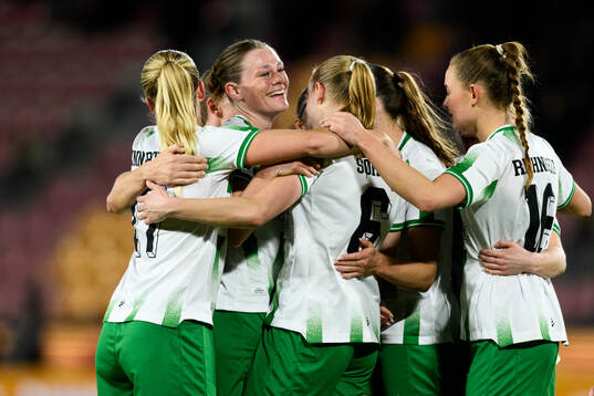 Elin Sørum of Hammarby celebrates scoring 0-1