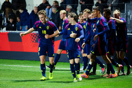 Yannick Geiger of Sweden celebrates