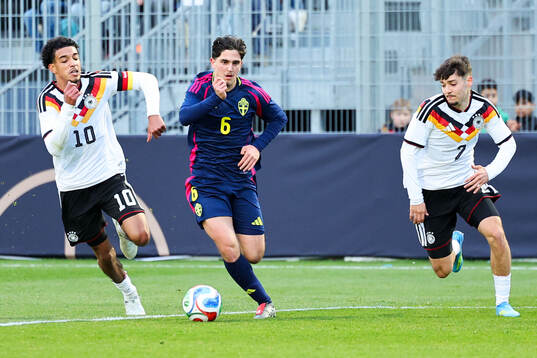 Francis Onyeka of Germany and Adrian Lahdo of Sweden