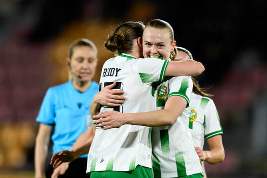 Elin Sørum of Hammarby celebrates scoring 0-1