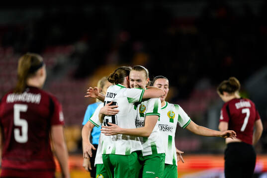 Elin Sørum of Hammarby celebrates scoring 0-1