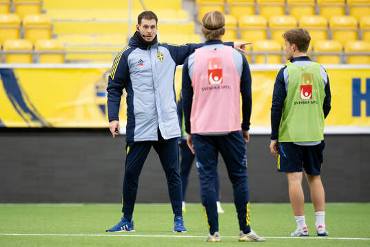 Head coach Daniel Bäckström of Sweden's U21 national