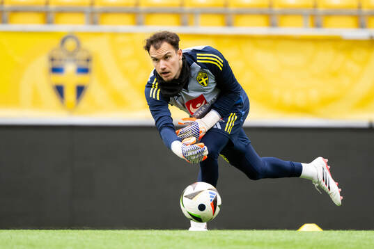 Goalkeeper Elis Bishesari of Sweden's U21 national football