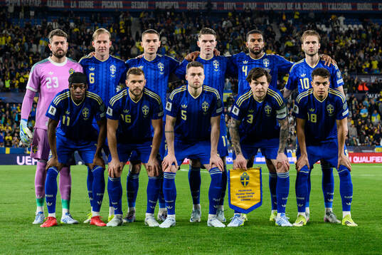 The starting eleven of Sweden consisting of goalkeeper