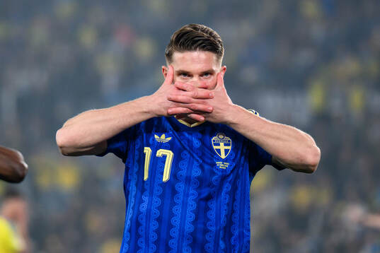Viktor Gyökeres of Sweden celebrates