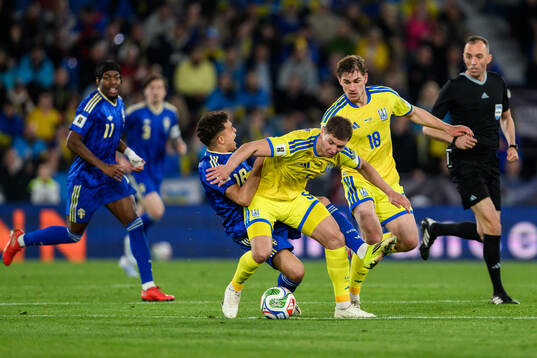 during the FIFA World Cup qualifier play-off football match