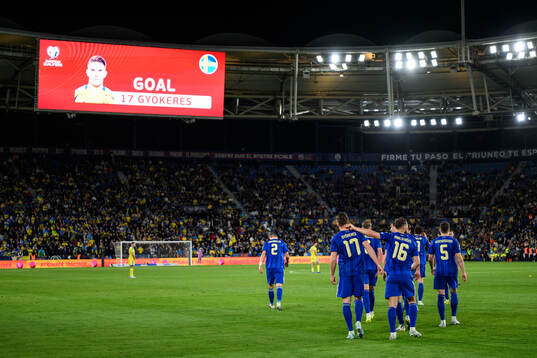 Viktor Gyökeres of Sweden celebrates