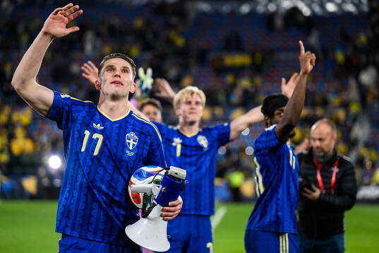 Viktor Gyökeres of Sweden celebrates