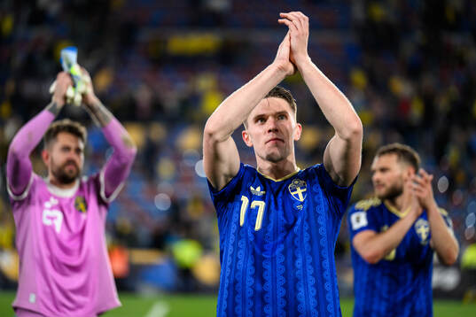 Viktor Gyökeres of Sweden celebrates