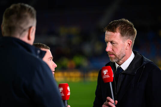 head coach Graham Potter of Sweden in the Viaplay studio