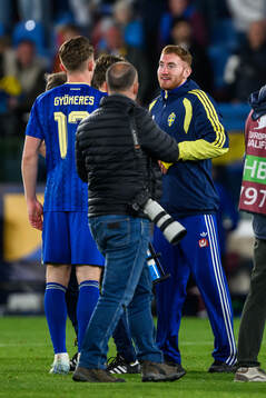 Viktor Gyökeres and Dejan Kulusevski of Sweden