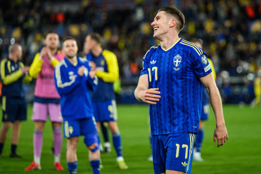 Viktor Gyökeres of Sweden celebrates