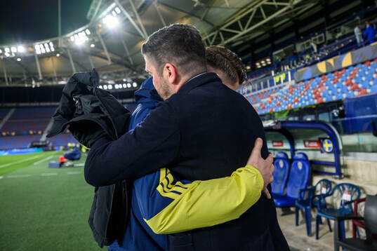 Bojan Djordjic and Viktor Gyökeres of Sweden