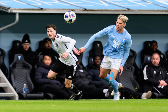Landskronas Kevin Jensen och Malmö FFs Jens Stryger Larsen