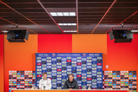 Press officer Morten Morisbak Skjønsberg and Sander Berge
