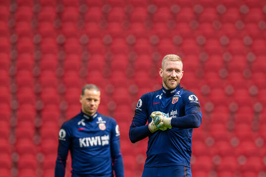 Goalkeepers Egil Selvik and Ørjan Håskjold Nyland of the