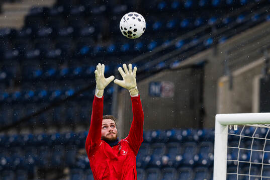 Goalkeeper Martin Børsheim of Norway warms up
