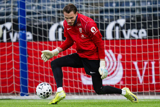 Goalkeeper Martin Børsheim of Norway warms up