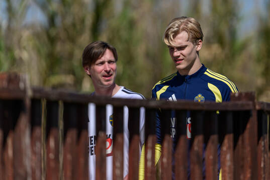 Lucas Bergvall of the Swedish national football team at a