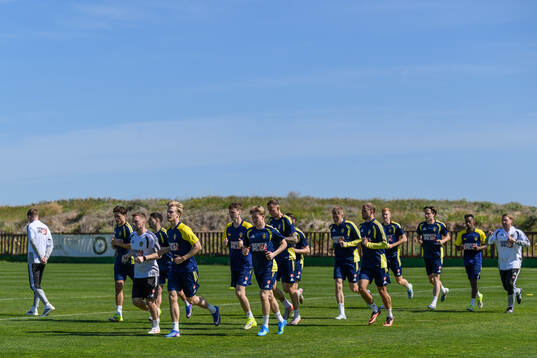 Players of the Swedish national football team at a training