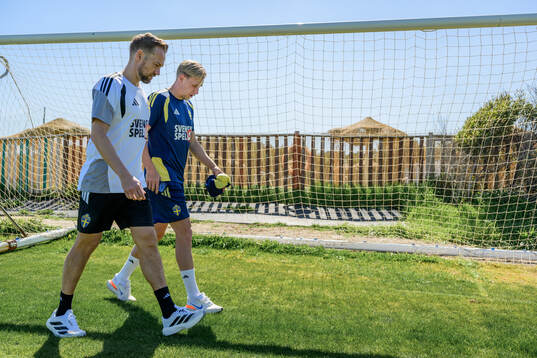 Herman Johansson of the Swedish national football team at a