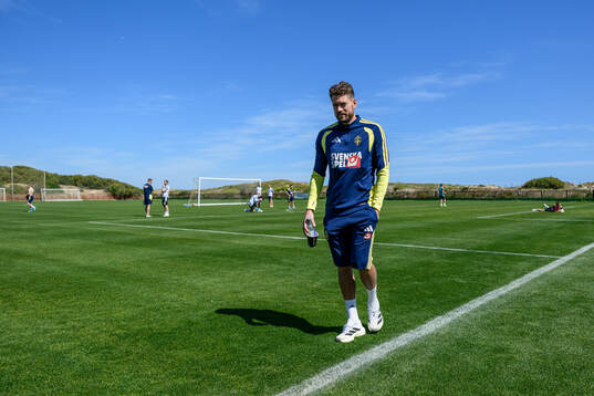 Goalkeeper Kristoffer Nordfeldt of the Swedish national