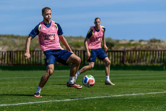 Gustav Lundgren of the Swedish national football team at a